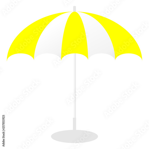 Beach umbrella or sunshade with stand. Vector graphic illustration. Flat design.