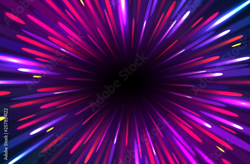 Vector illustration of abstract background with blurred magic neon purple light rays