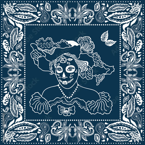 Day of the Dead. Painted bandana.