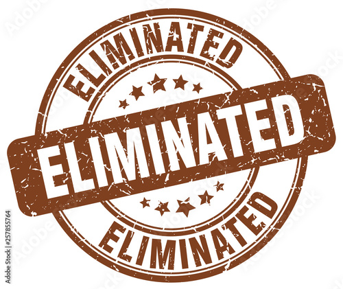 eliminated brown grunge round vintage rubber stamp