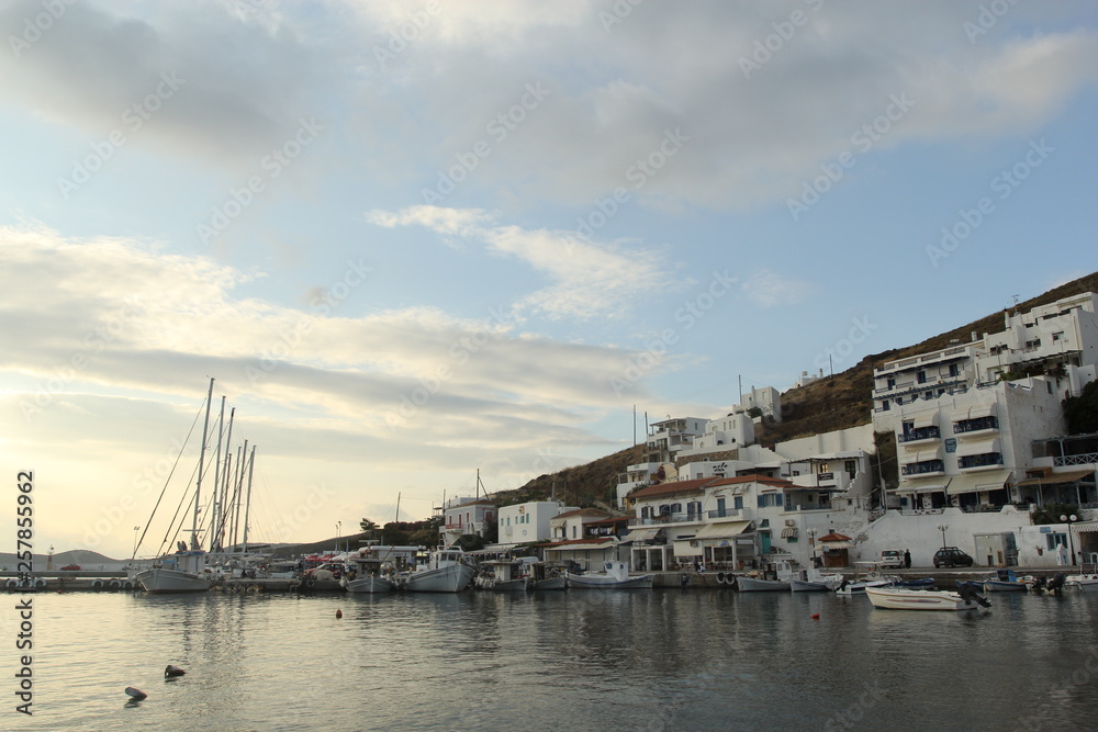 City near the bay on a Greek island