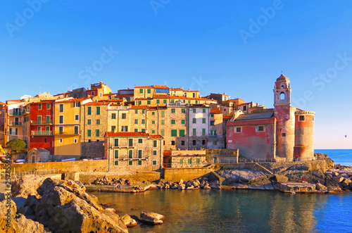 Εκτύπωση καμβά colorful houses and old facade in small fishermans village Tellaro in liguria, i