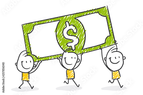 Strichfiguren / Strichmännchen: Geld, Geldschein, Dollar. (Nr. 371)	