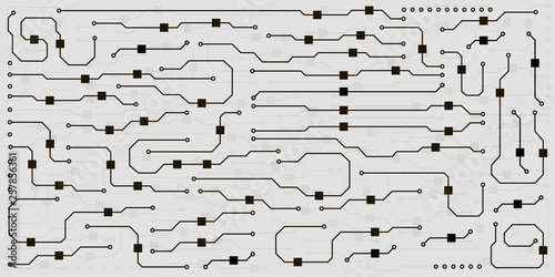 Vector circuit board illustration. Abstract circuit board background