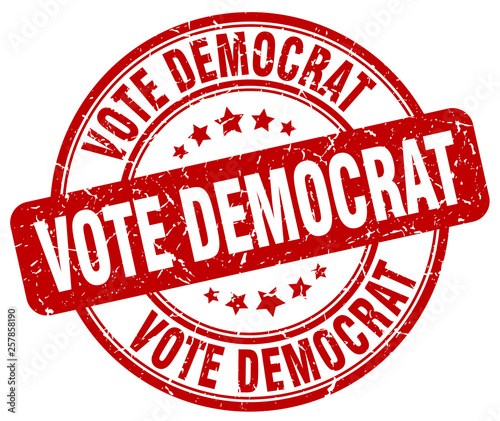vote democrat red grunge round vintage rubber stamp