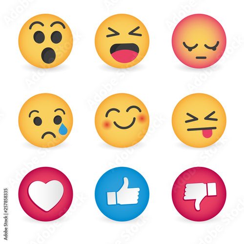 Set of Emoticon social media reactions