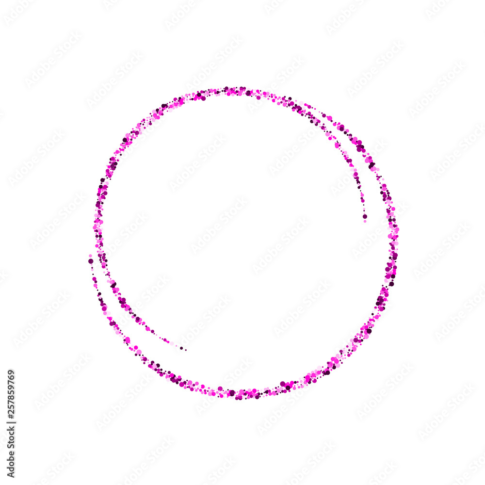 Abstract magical glowing purple banner. Round purple shiny frame with light bursts. Purple dust on celebratory banner. Vector illustration Abstract magical glowing purple banner. Round purple shiny frame with light bursts. Purple dust on celebratory banner. Vector illustration