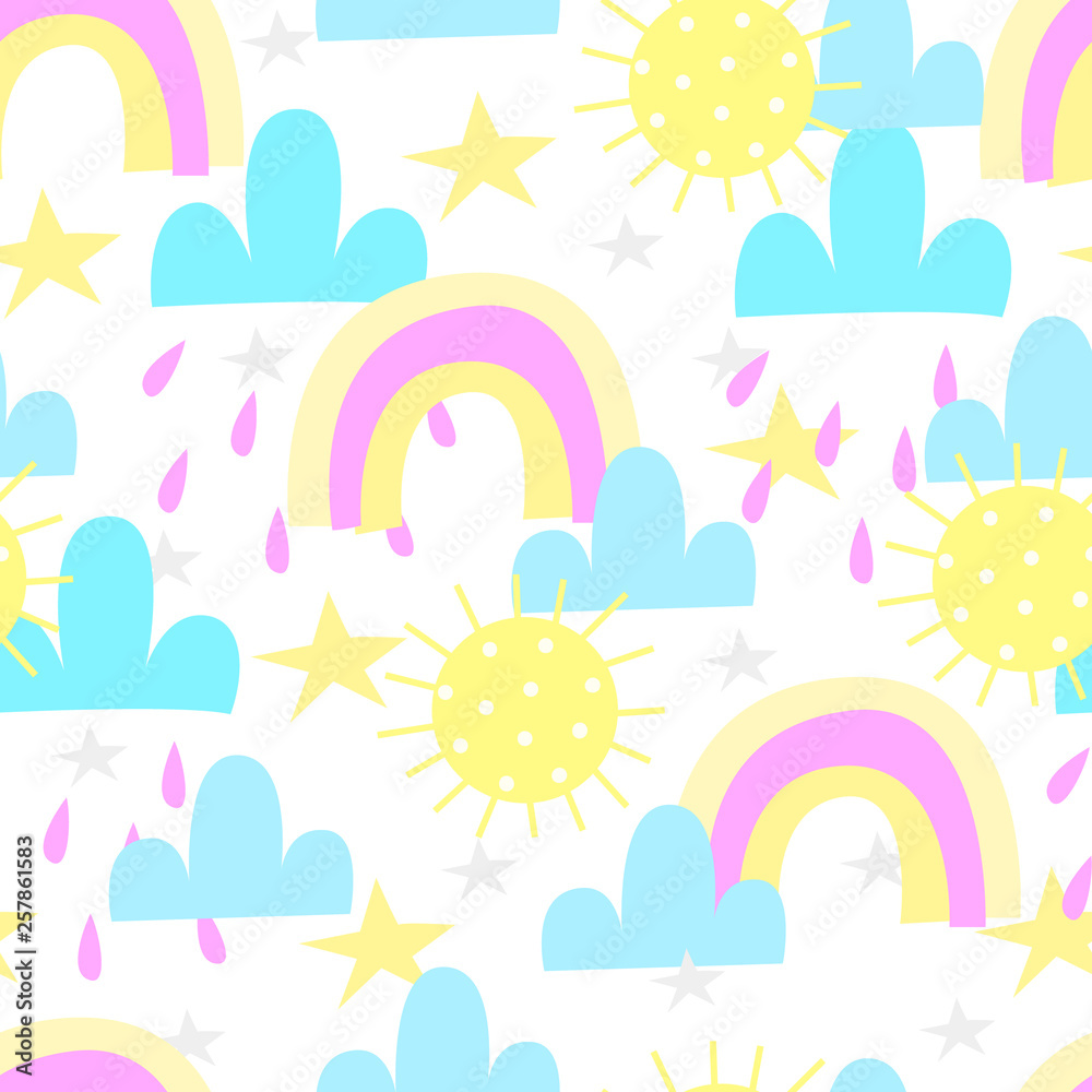 seamless rainbow and clouds pattern vector illustration seamless rainbow and clouds pattern vector illustration