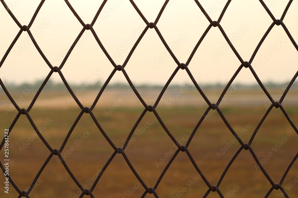 Fototapeta premium Steel Wire Chain Link Fence