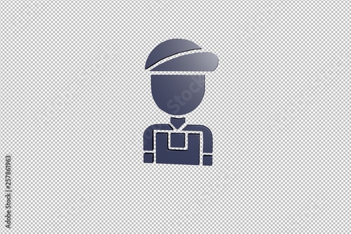 3D illustration of Deliveryman, blue color with transparent background.