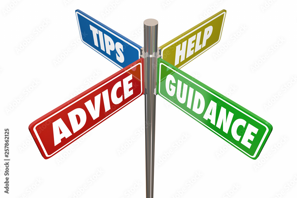 Tips Advice Help Guidance Road Signs 3d Illustration Tips Advice Help Guidance Road Signs 3d Illustration
