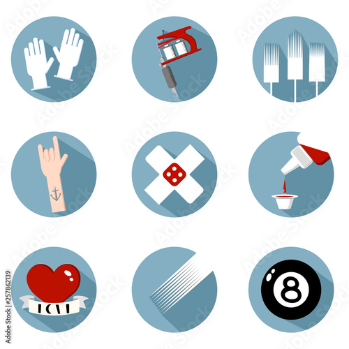 Tattoo Icons Flat Design Vector Set