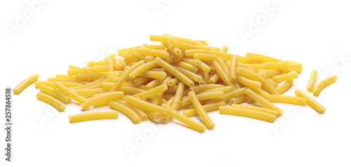Macaroni, raw pasta isolated on white background photo