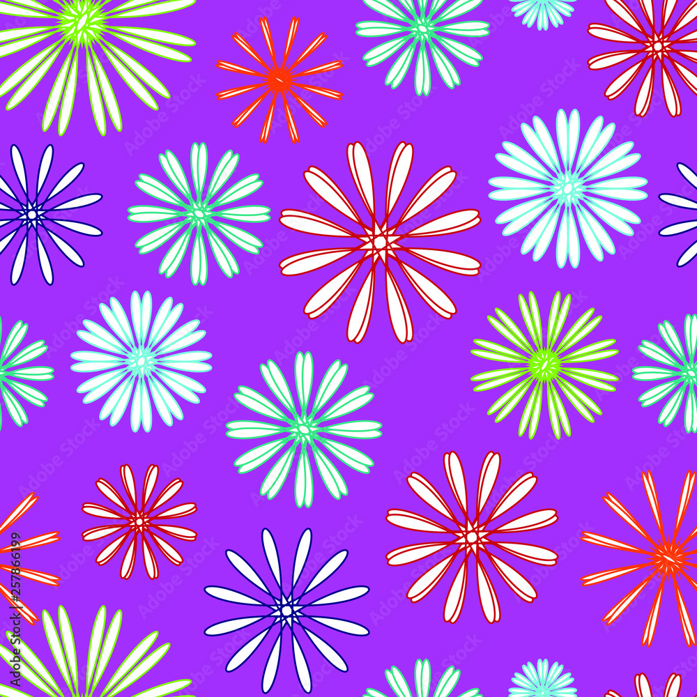 Bright flowers seamless pattern