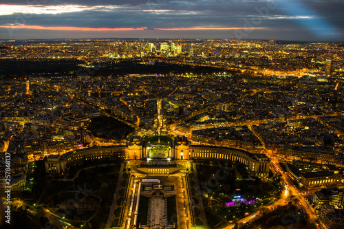 city at night view from Eiffel tower Trocadero square © Sergei