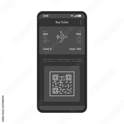 Tickets booking app interface vector template