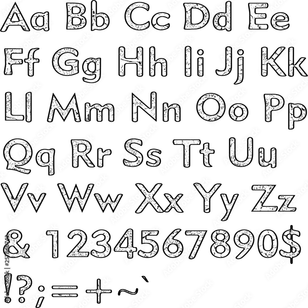Alphabet,collection letters. Structural, textured text. Hand drawn sketch ,black elements,white background, illustration. Alphabet,collection letters. Structural, textured text. Hand drawn sketch ,black elements,white background, illustration.
