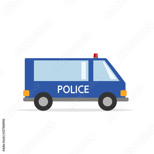 Police van. Vector graphics in flat style.