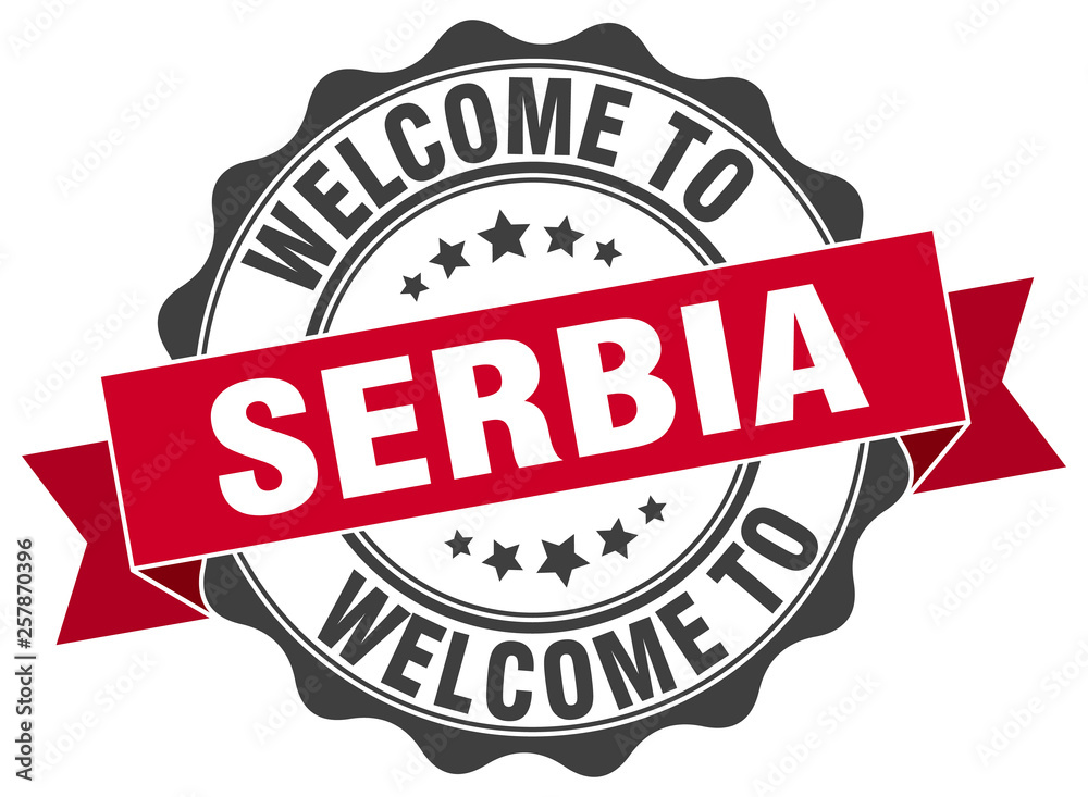 Fototapeta premium Serbia round ribbon seal