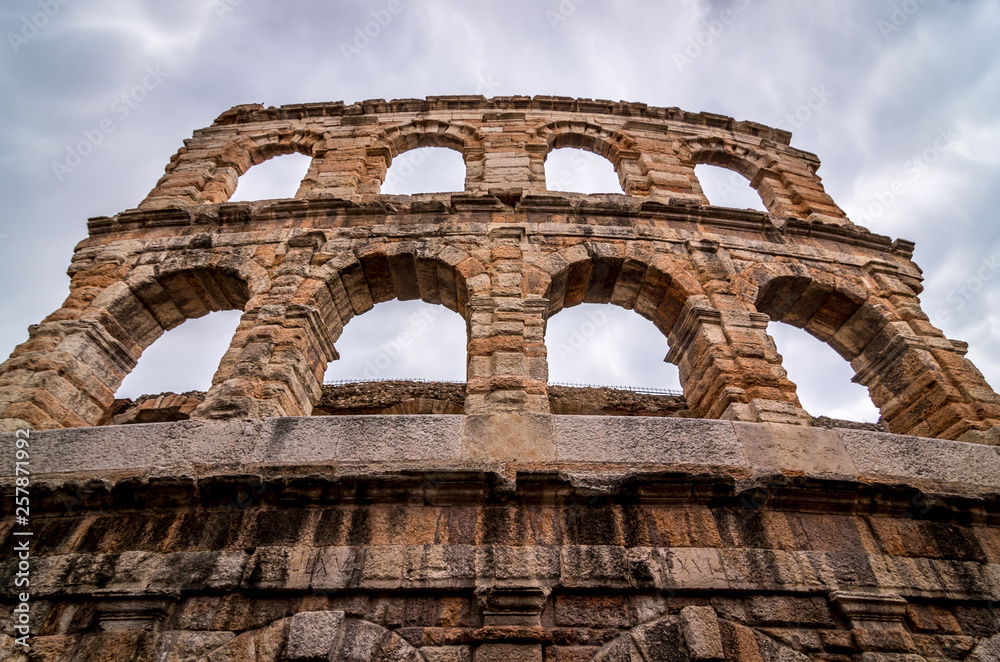 Verona, Italy. The Verona Arena is a Roman amphitheater in the city center, built in the first century