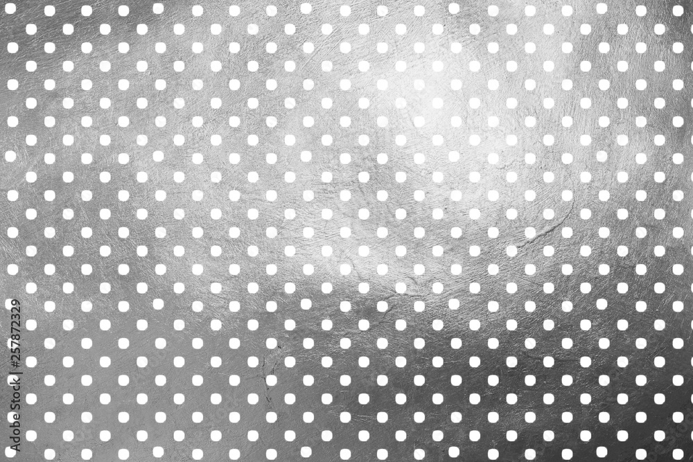 Polka dots on shinning silver luxury creative digital abstract texture pattern background. Design element