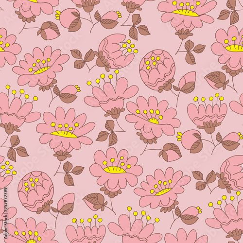Wallpaper Mural Blossom hand drawn vector seamless pattern Torontodigital.ca