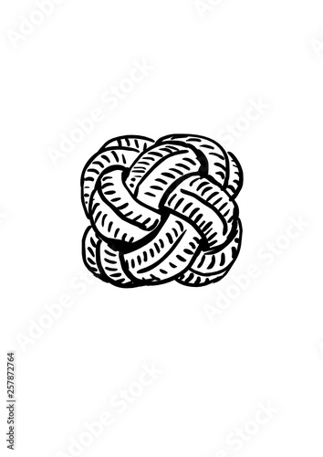Hand drawn Black and White Rope Knot Graphic Design 