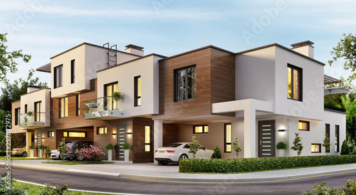 Modern architecture apartments residential townhouses