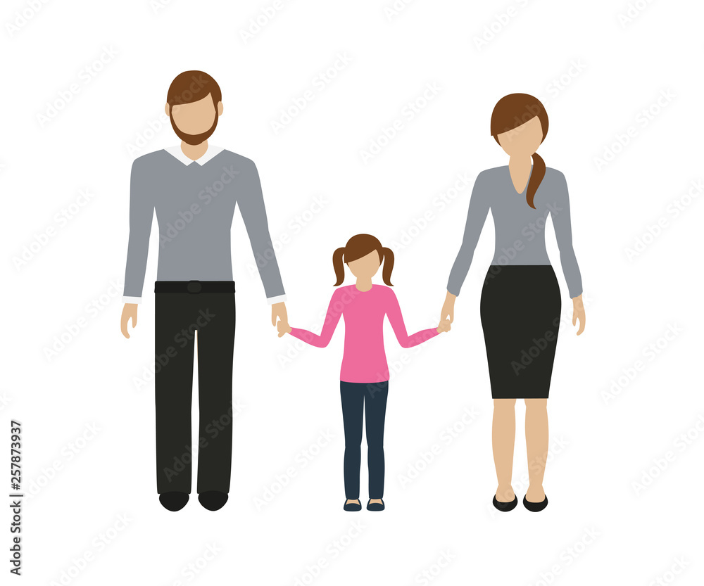 family characters mother father and daughter isolated on white background vector illustration EPS10 family characters mother father and daughter isolated on white background vector illustration EPS10