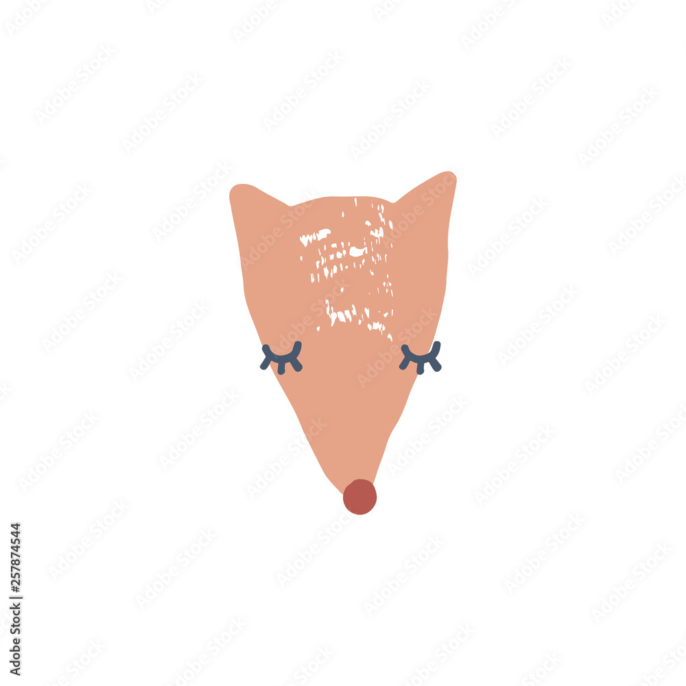 Fototapeta premium Cute hand drawn fox illustration, nice animal, forest inhabitant. Isolated vector