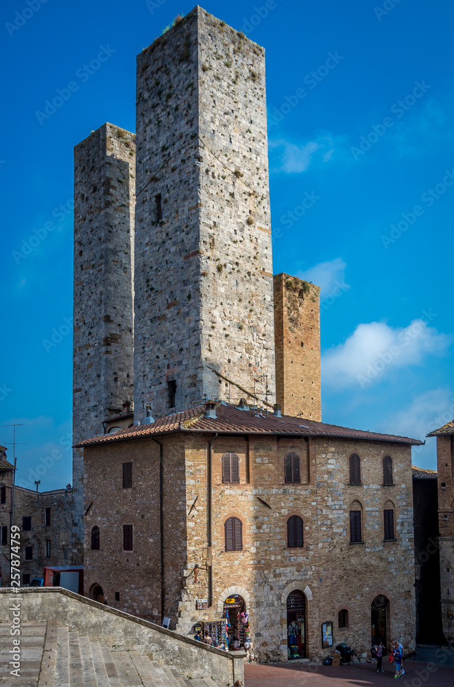Picturesque View of historical towers in San Gimignano, Tuscany, Italy