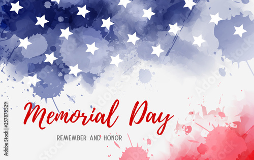 Usa Memorial day watercolored background