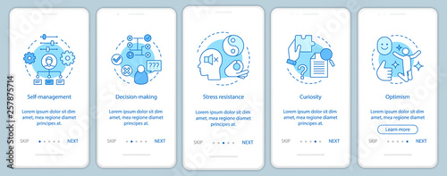HR baseline skills onboarding mobile app page screen vector temp
