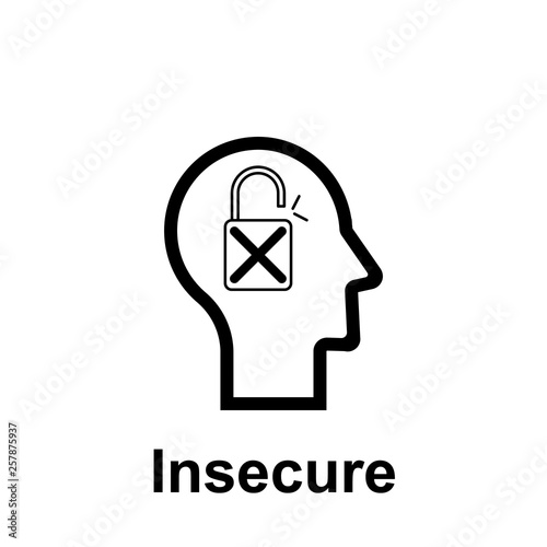 Human mind, insecure icon. Element of human mind icon for mobile concept and web apps. Thin line Human mind, insecure icon can be used for web and mobile