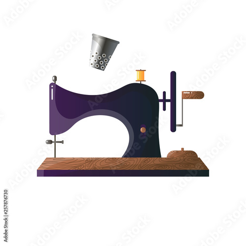Retro old style sewing machine isolated on white