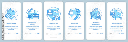 Nursing care onboarding mobile app page screen vector template