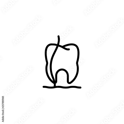 canal, pipe, treatment, channel, clean, dental, tooth icon in black outline style, vector