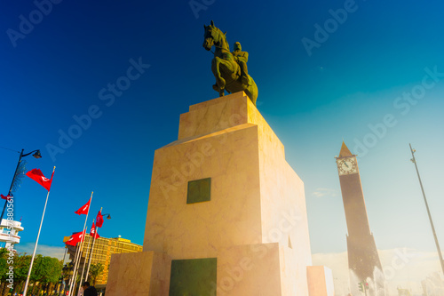 Statue of Bourguiba in the centre of Tunis city. photo