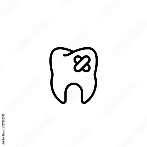 paint, unhappy, unhealtly, bad, dead, tooth icon in black outline style, vector photo