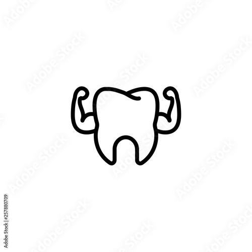 strong, teeth, tooth, dental, care, robust, solid, intense, forceful icon in black outline style, vector