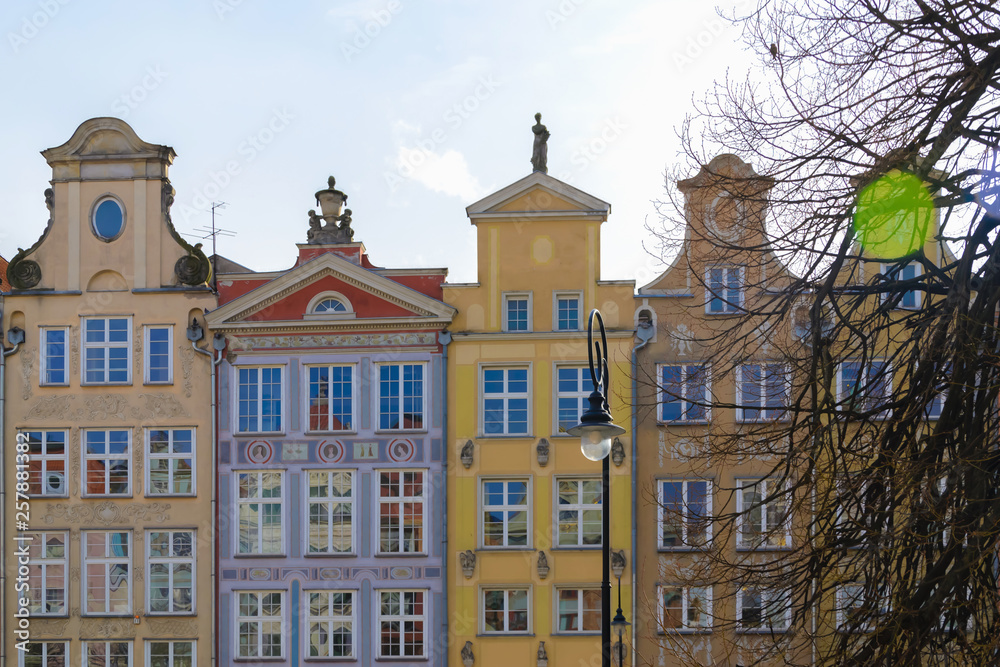 Colorful buildings in old part of Europe, Gdansk