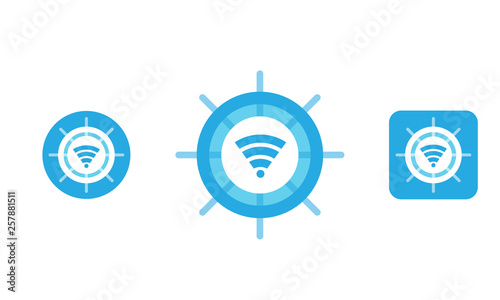 ship steer wifi vector icon concept. logo template