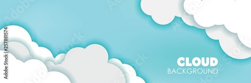 3D Papercut Cloud and Blue Sky Banner Background Vector Illustration. Place Your Text Here