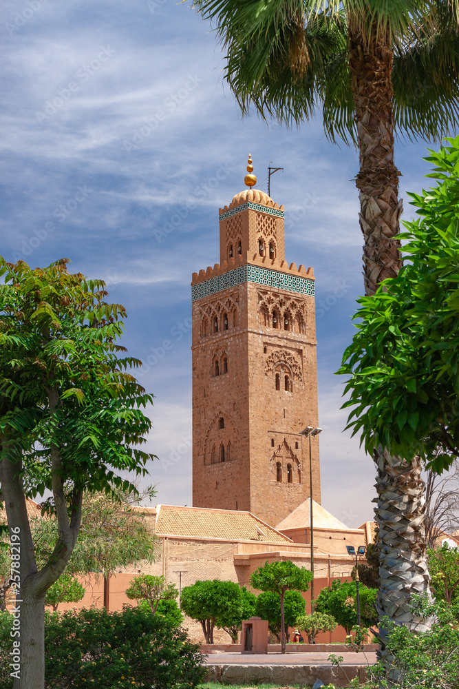 Fototapeta premium The famous Koutoubia Mosque and the park close to it