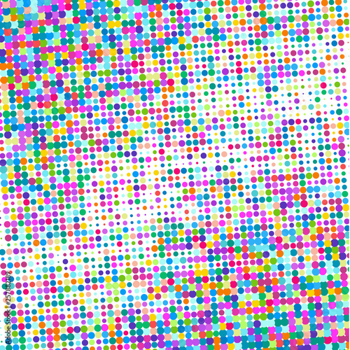 Multicolored dots on white background 