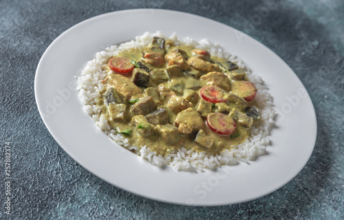 Thai green chicken curry with rice