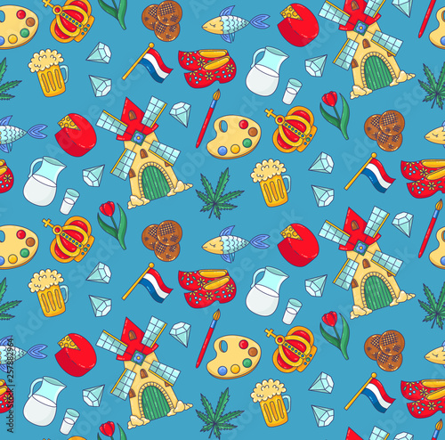 Holland Netherlands seamless vector pattern