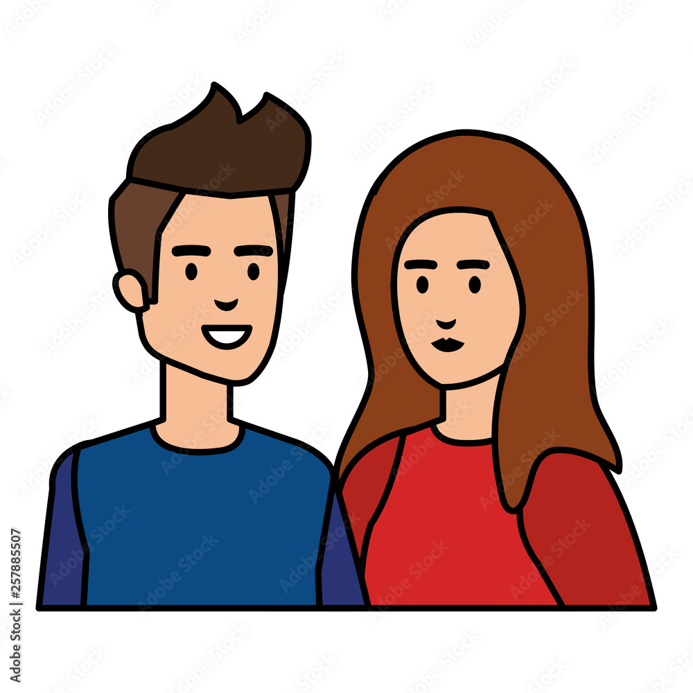 young couple avatars characters