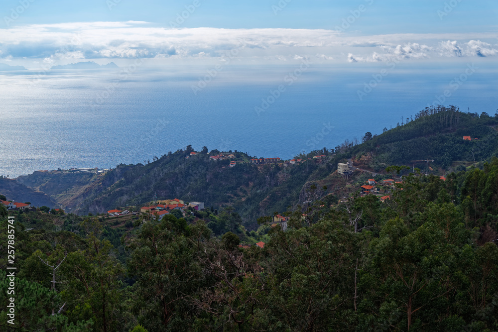 Aerial view at Madeira coastline from Camacha