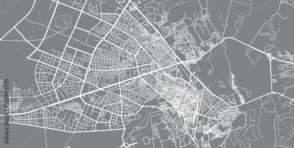 Urban vector city map of Diyarbakir, Turkey